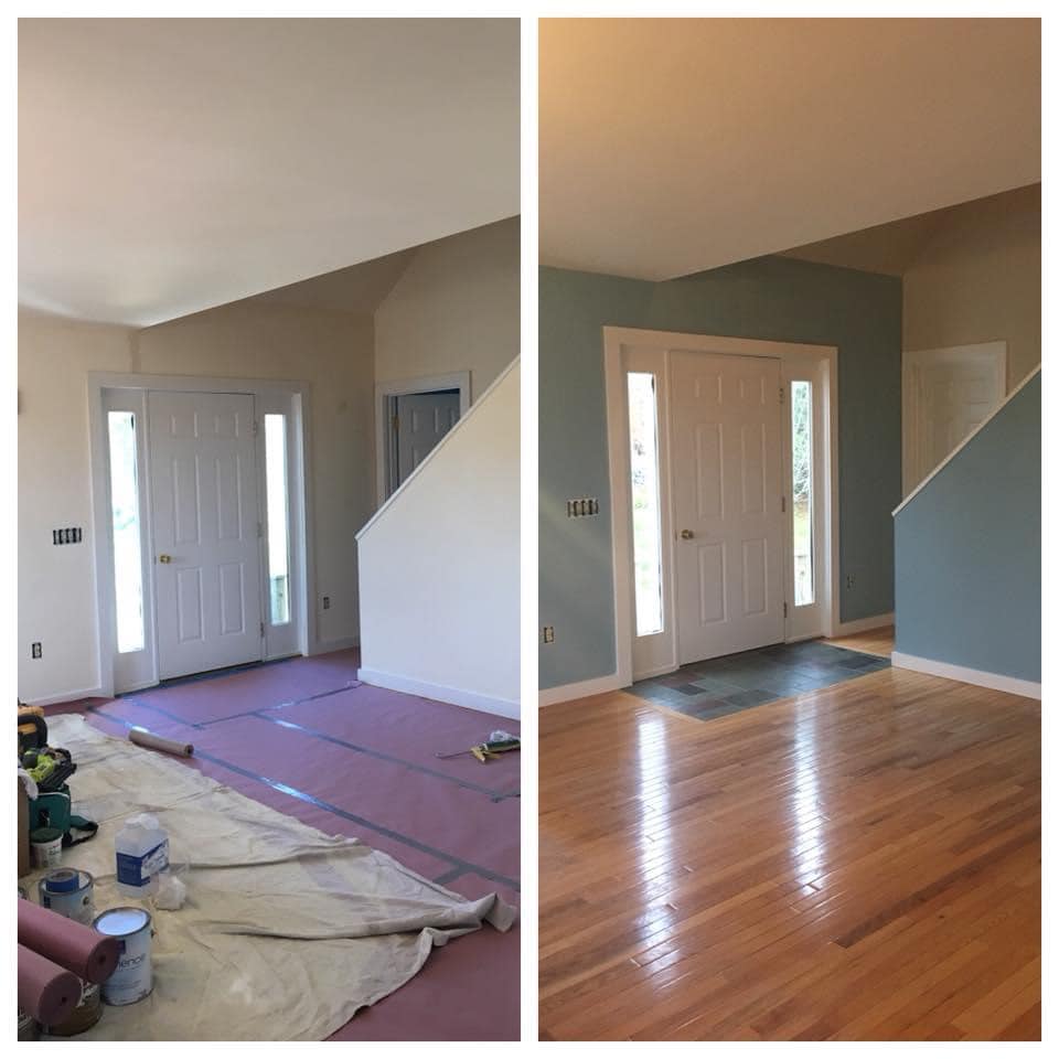 Interior hallway painting renovation before and after
